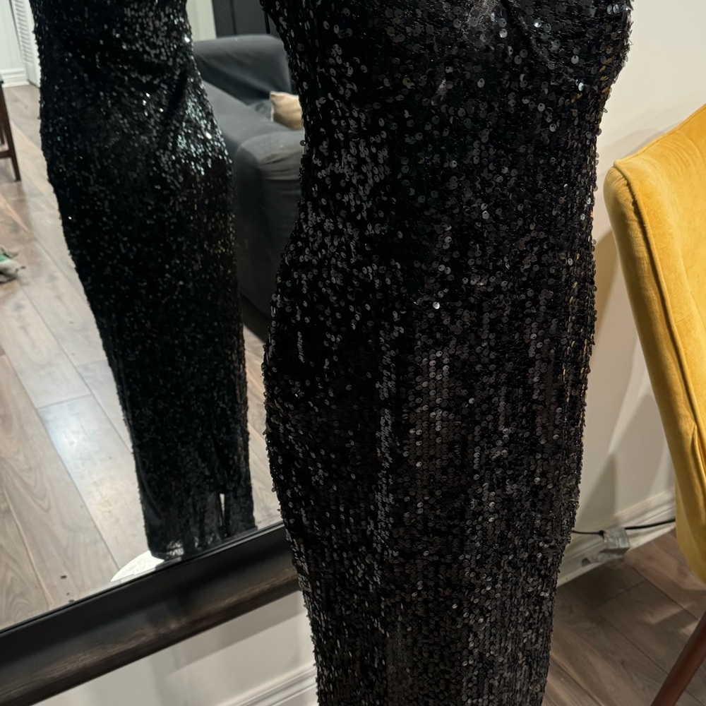 PrettyLittleThing Sparkling Black Maxi Dress